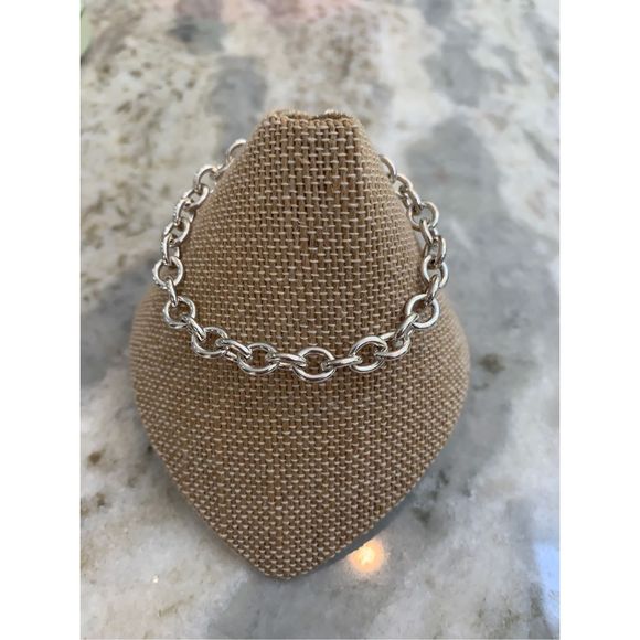 .925 Cable Link Sterling Silver Bracelet #charm bracelet - Picture 1 of 6